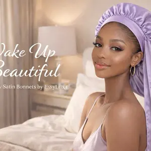 EssyLuxe Satin Hair Bonnet – 34cm Adjustable Nighttime Hair Cap