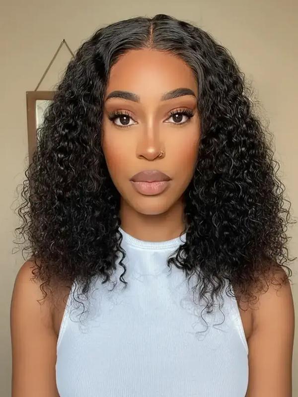 Deep Wave Bob Wigs Natural Color 220% Density 13x4 Lace Front Human Hair Wigs Brazilian Lace Closure Frontal Short Bob Wig Short Curly Brazilian Hair Wig Real Human Hair Deep Wavy Wigs