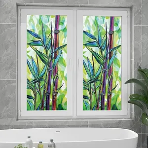 Bamboo Pattern Privacy Glass Film, 1 Count Colorful Spray Pattern Decorative Window Sticker, Window Decal for Home and Office, Ornaments