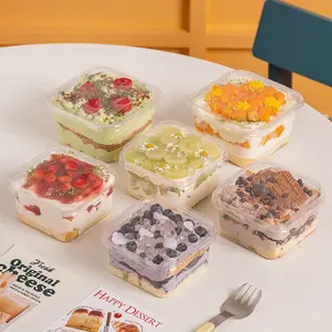 Square Clear Plastic Cake Boxes – Includes 50 Bases & 50 Lids | Perfect for Tiramisu, Mousse, Fruit Tarts – Picnic & Party Essentials