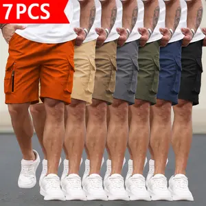7-Pack Men’s Quick-Dry Casual Shorts – Lightweight, Breathable Summer Outdoor Shorts with Secure Zippered Pockets, Stretch Athletic Shorts for Workouts, Hiking, Running, Golf, and Everyday Wear