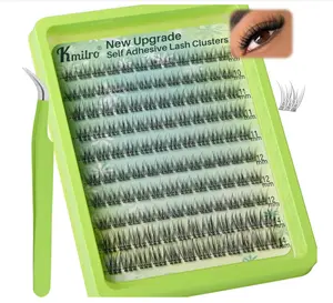 Self Adhesive Eyelashes 10-14mm Natural Self Adhesive Lash Clusters Wispy Press on Lashes No Glue Needed 120Pcs Pre Glued Lashes Clusters Reusable DIY Eyelash Extensions Kit with Tweezers, by Kmilro