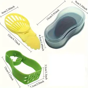 3pcs/set, Avocado Peeler, Creative Avocado Slicer, Avocado Corer, Avocado Container Sealed Box, Portable Kitchen Supplies, Outdoor Kitchenware Supplies