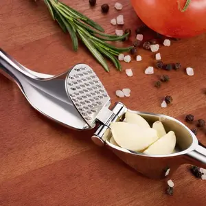 Zinc Alloy Garlic Press Heavy Duty Kitchen Garlic Crusher Tool