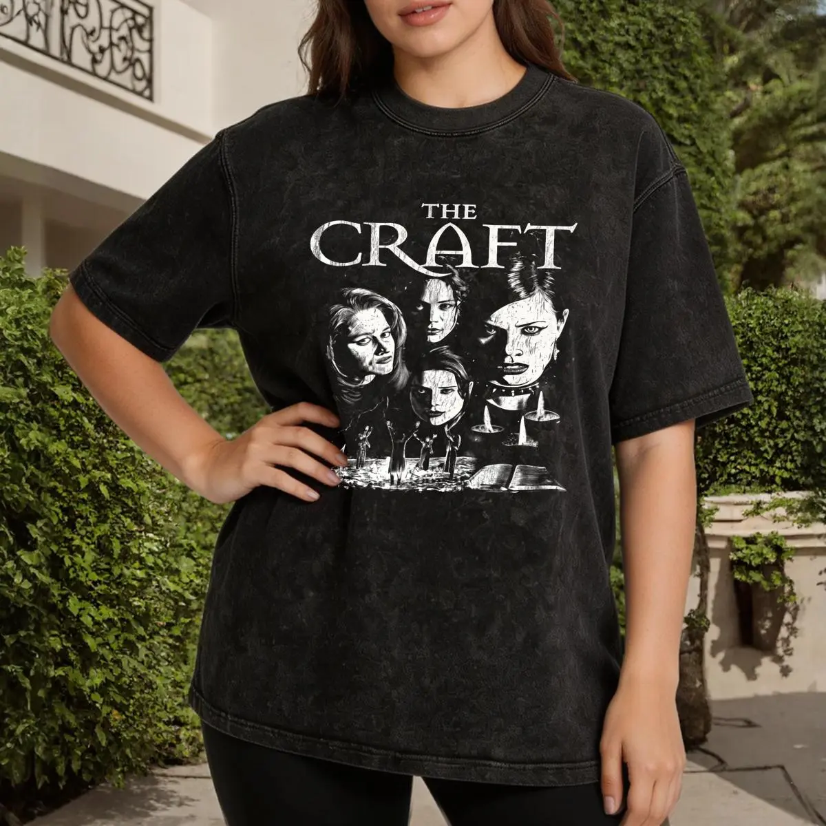 The Craft Movie Women's Vintage Washed T-Shirt The Craft Movie Poster Print Oversized Graphic Tee Outdoor Casual Short Sleeve