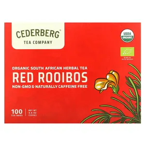 Cederberg Tea Co Organic South African Herbal Tea, Red Rooibos, Caffeine Free, 100 Tea Bags, 8.8 oz (250 g)