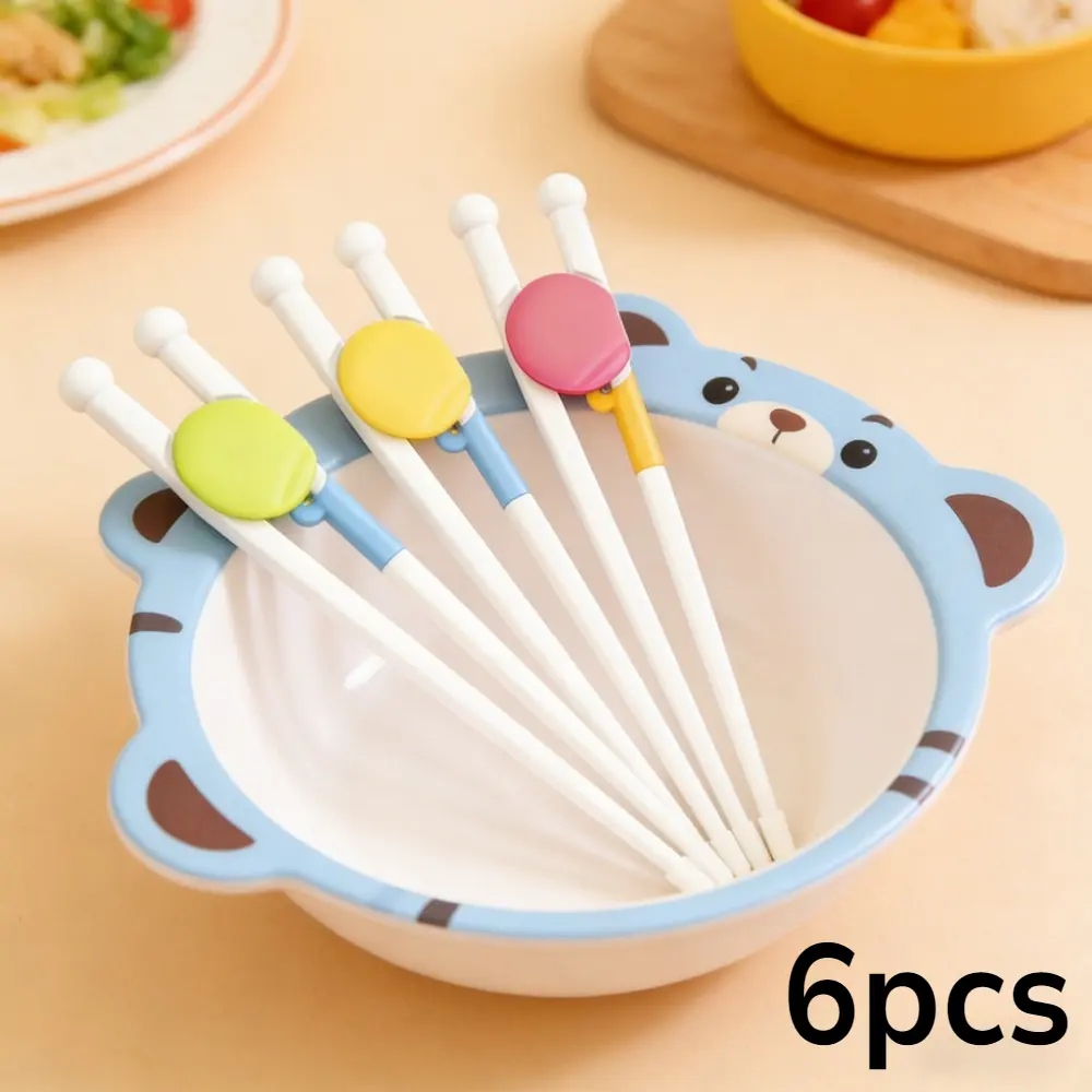 6pcs Reusable Children's Beginner Training Chopsticks, Auxiliary Practice Utensils for Independent Eating, Suitable for Home & Kindergarten Outdoor Picnicware Mess Kits