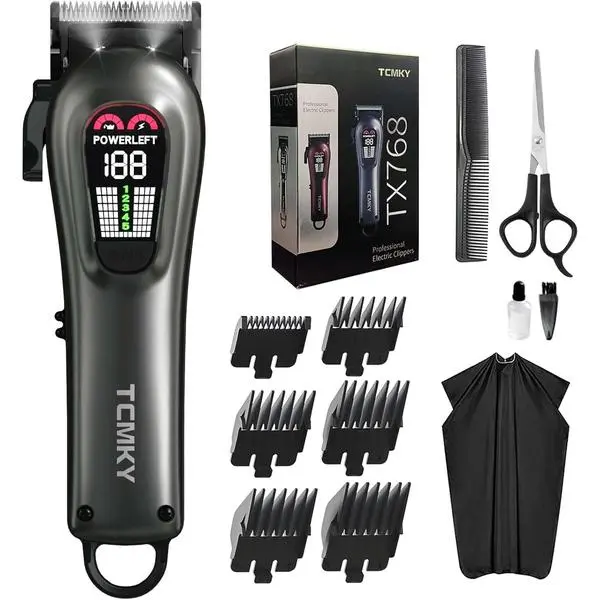 TCMKY Hair Clippers for Men Professional Hair Trimmer for Men Cordless&Corded Barber Clippers for Hair Cutting & Grooming.Rechargeable Hair Trimmer Kit for Household(Silvery)