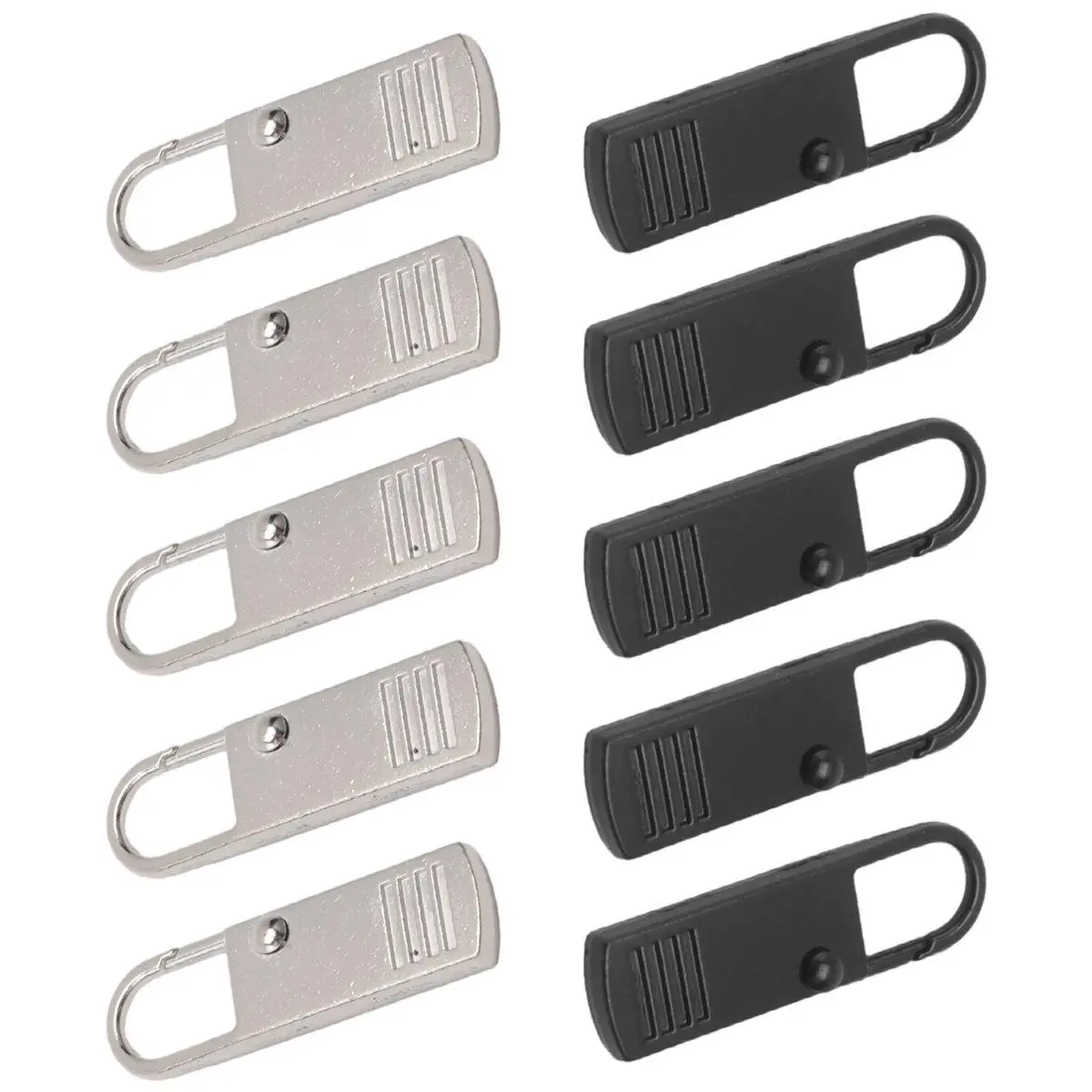 10Pcs Zipper Pull-Tab Replacement, Metal Zipper Puller Zip Slider Extender Handle Mend Fixer for Suitcases Backpacks