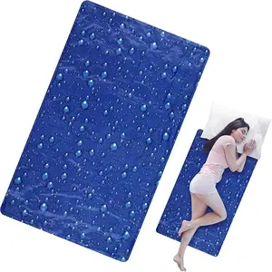Cooling Pad Mat for Sleep Cooling Mattress Pad Gel for Bed, Relieve Pain, Summer Hot Flashes, Adult, Pets, No Water or Electricity Required(Plain,Dark Blue,48 x 28 Inch)