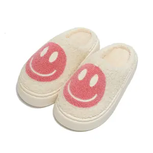 Lumubby Smile Face Cozy Comfy House Slippers -  Thick-soled Fuzzy Fluffy Slippers with Memory Foam for Men Women