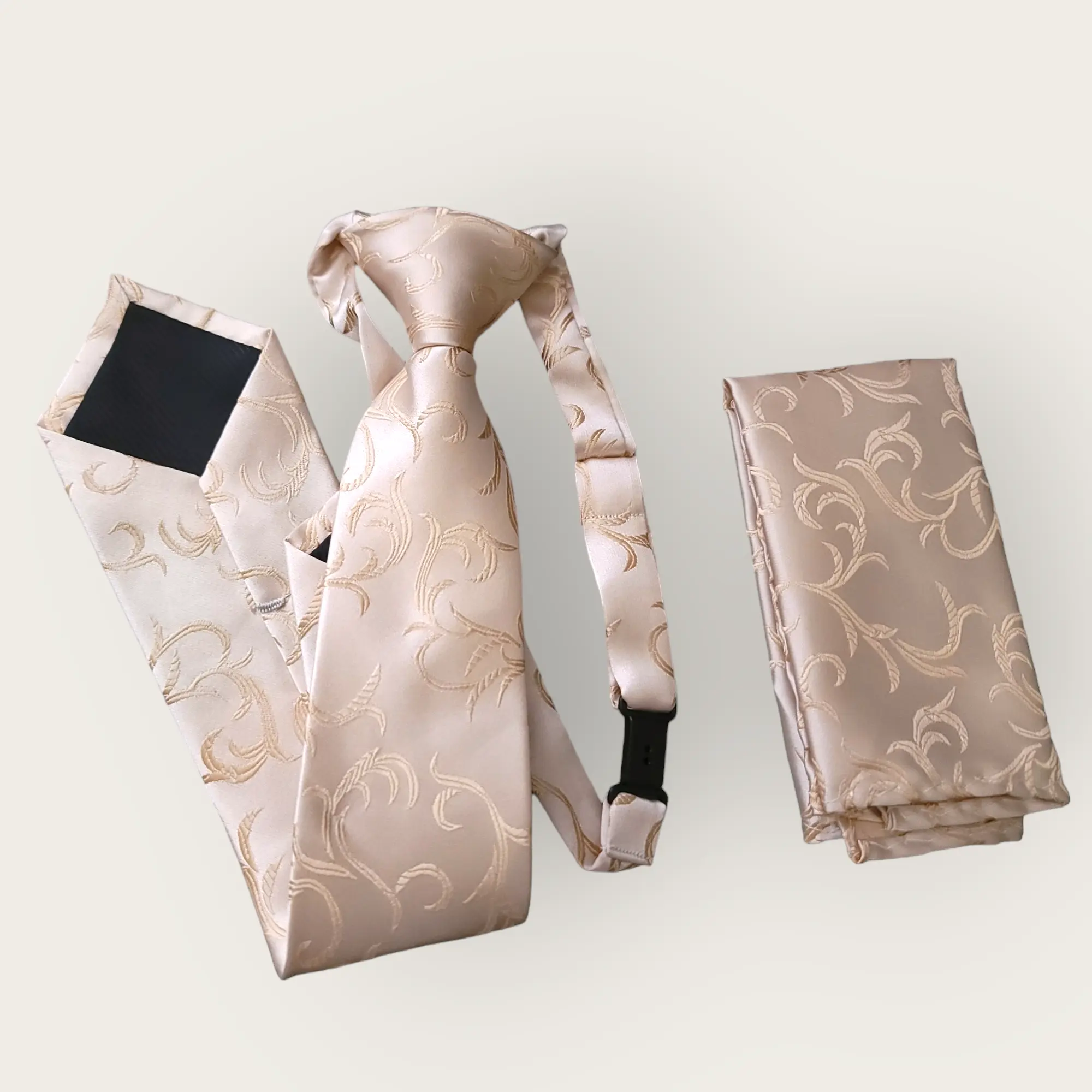 Khaki Floral Boys Pre-tied Adjustable Neck Strap Tie
