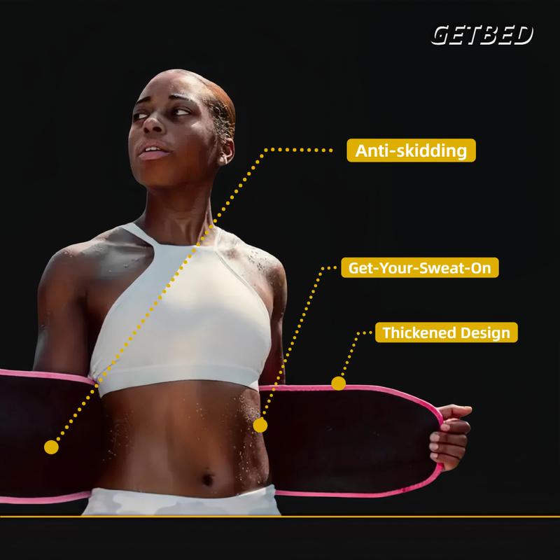 GETBED Classic Sweat Waist Trimmer for Women & Men Black/Pink CR Neoprene with Neo-Sweat Technology for High Intensity Training Gym Workouts Fitness Layer Waist Trainer Belt Exercise Waistband 2 Adjustable Sizes Choose Color