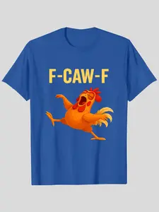 Unisex Funny F-CAW-F Goofy Rooster T-Shirt, Hilarious Chicken Meme Graphic Tee for Men & Women, Humorous Barnyard Pun Casual Top for Chicken Enthusiasts & Meme Lovers