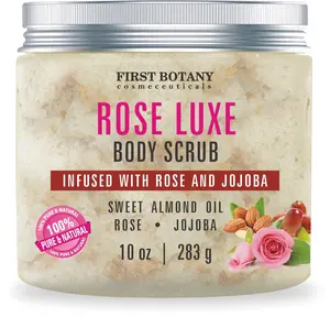 Rose Luxe Scrub with Natural Exfoliating Salt, Hydrating Body & Face Soufflé for Moisturizing Skin, Reduces Acne, Cellulite, Wrinkles, and Dead Skin Scars, 10 oz