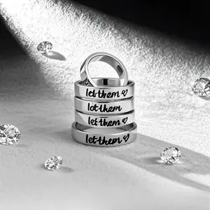 Women Silvery Ring Encouragement Gift Minimalist Fashion Let Them Ring for , Self Care, , Motivational Jewelry, Inspirational Trauma Ring, Gift for Her Suitable for Both Men and Women