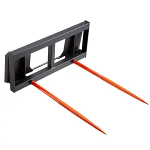 49-Inch Hay Bale Spear Set, Heavy-Duty Bale Spears With 3000 Lbs Capacity, Skid Steer Loader Tractor Attachment, Quick Attach Spike Forks, Includes 2-Piece Spears, Versatile Front End Loader Compatible