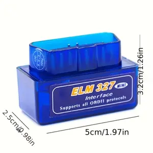 Dual Mode Bluetooth 5.1 Mini elm327 Bluetooth V2.1 OBD2 Car Detector 9 Full Protocols - Wireless Car Diagnostic Scanner - Blue Battery Not Included