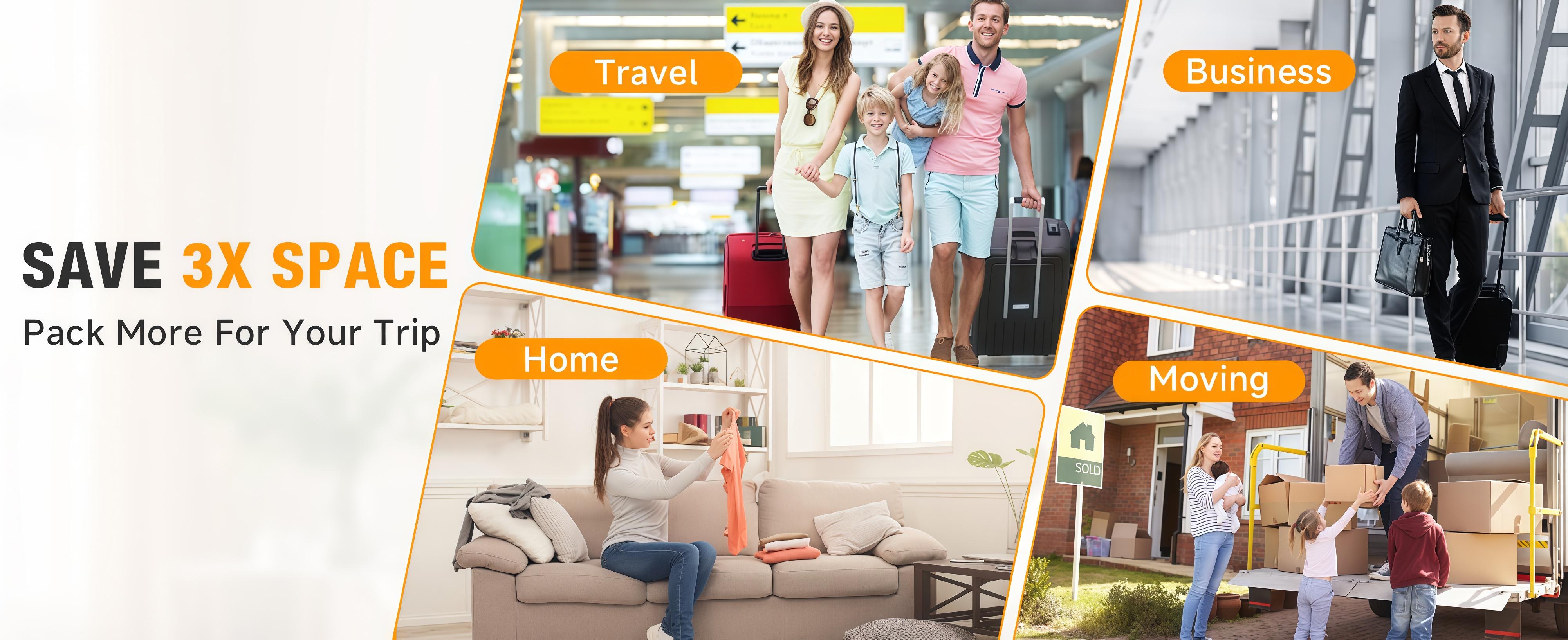 【Essential for Travel 】30/15 Pack Cordless Travel Vacuum Storage Compression Bag Set with Rechargeable air Pump Waterproof & Reusable Compression Packing Bags for 2 Size,140L/Min Powerful Air Removal，Perfect for Carry-On Suitcases, Organiser