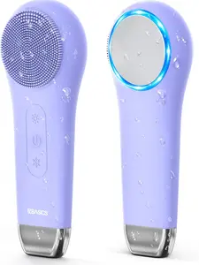 EZBASICS Facial Cleansing Brush Face Scrubber Hot & Cold Compress Waterproof Face Scrub Brush for Men & Women Rechargeable Face Brushes Electric Silicone Face Scrubber Cleanser Brush