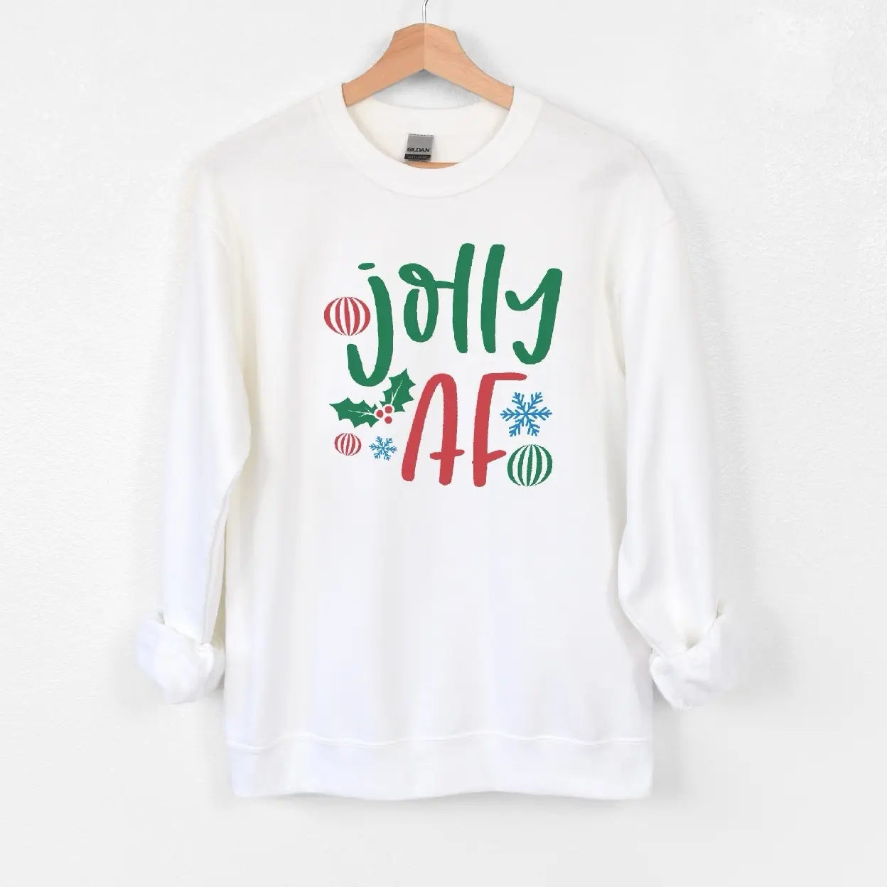 Jolly AF Casual Holiday Crewneck Sweatshirt or T-shirt Comfort Fit