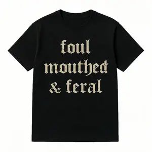 Retro Foul Mouthed Feral Oversized Graphic Tee for Women and Men