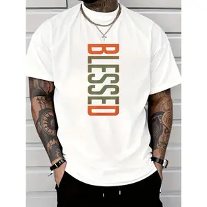 Men's "Blessing" pattern cotton T-shirt - casual and comfortable, short sleeves, crew neck, suitable for daily wear and outdoor activities Fathersdaygift Streetwear men gifts graphic t-shirts chromakopia tour outfits ivan cornejo merch 90s graphic tees