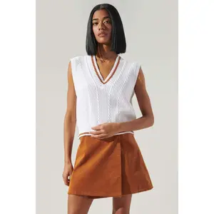 Varsity V Neck Cropped Knit Sweater Vest