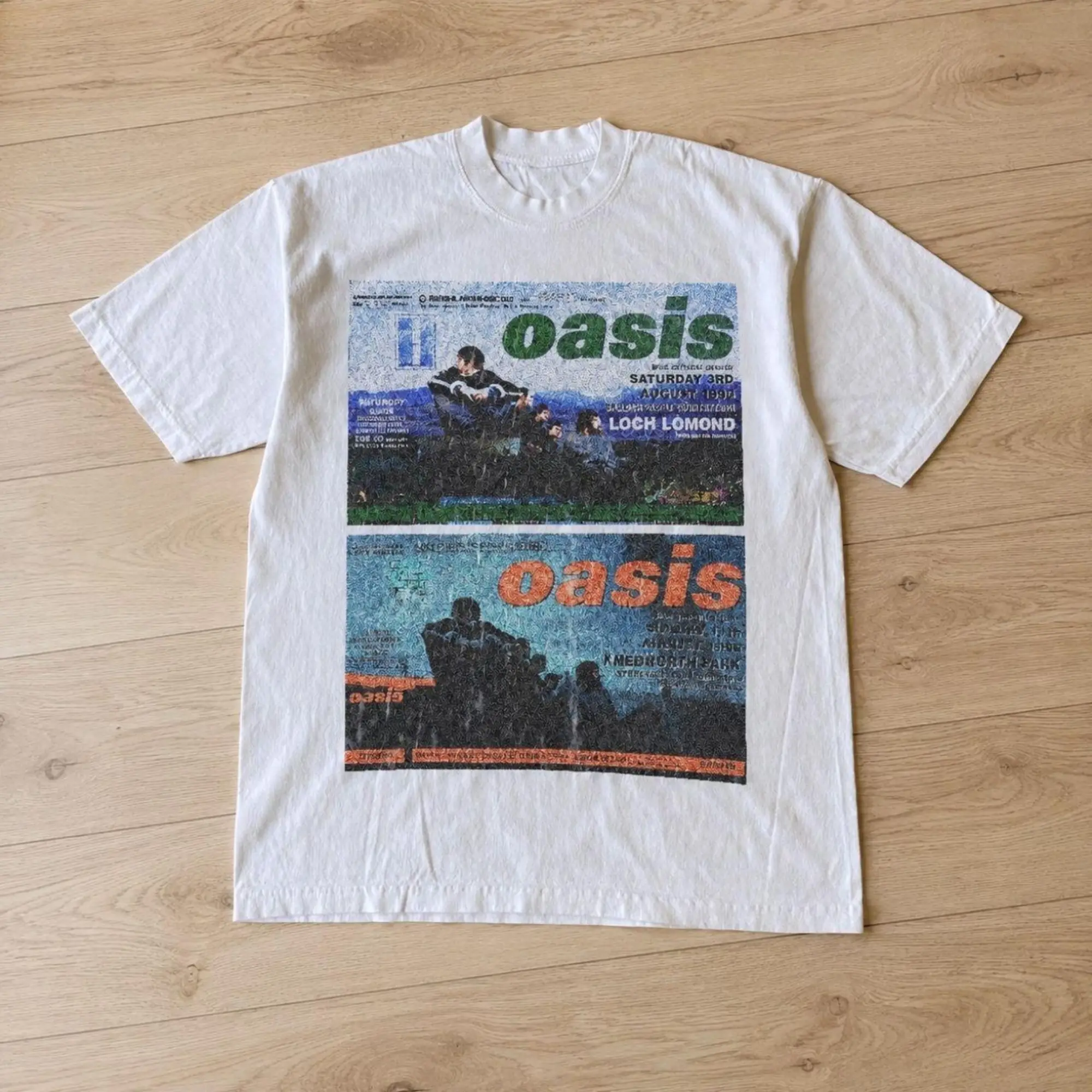 Vintage Oasis Band Loch Lomond & Knebworth Tour T-Shirt - Retro 90s Britpop Graphic Tee, Liam Noel Gallagher Fan Shirt, Unisex Vintage Graphic Tees Gothic Grunge Y2K Emo Scene Amity Affliction Style Clothes Men Women Streetwear Summer