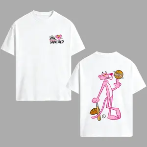 [EOVCAU]Men's & Women's Heavyweight Cotton T-Shirt，Y2K Streetwear Style with Pink Panther & Baseball Print TShirt，Men Summer Crew Neck Casual Neck Short Tee，Gifts Under 20 Dollars， Perfect Gift For Boyfriend,Girlfriend,Wife