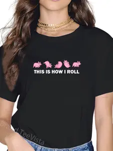100% Cotton Unisex Pig Swine Farm Animal Funny This Is How I Roll Pig T-Shirt