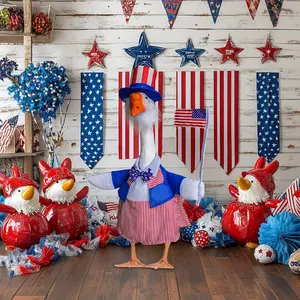 July 4th Independence Day Porch Goose Costume, Fits 23 Inch Cement/plastic Goose, Patriotic Lawn Yard Decor, Holiday Party Decoration, Festive Touch