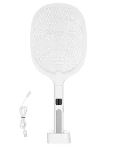 VEVOR Electric Fly Swatter, Zapper Racket with 3 Layers Mesh & Digital Screen Display, Dual Modes Fly Killer with 1500mAh Battery Rechargeable for Home, Bedroom, Kitchen and Patio, White