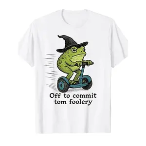 🐸 😂 Funny "Off to Commit Tom Foolery" Meme Frog Graphic T-Shirt