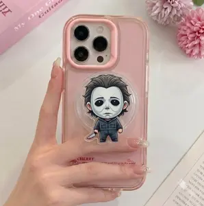 Cute Killer Mask Chibi Phone Grip | Horror Movie Theme Spooky PopSocket | Halloween Gift MagSafe Phone Holder | Funny Goth Phone Stand
