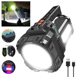 Ultra-Bright Solar Spotlight Flashlight - Durable, Lightweight & Long-Lasting with 6 Modes for Camping, Hiking
