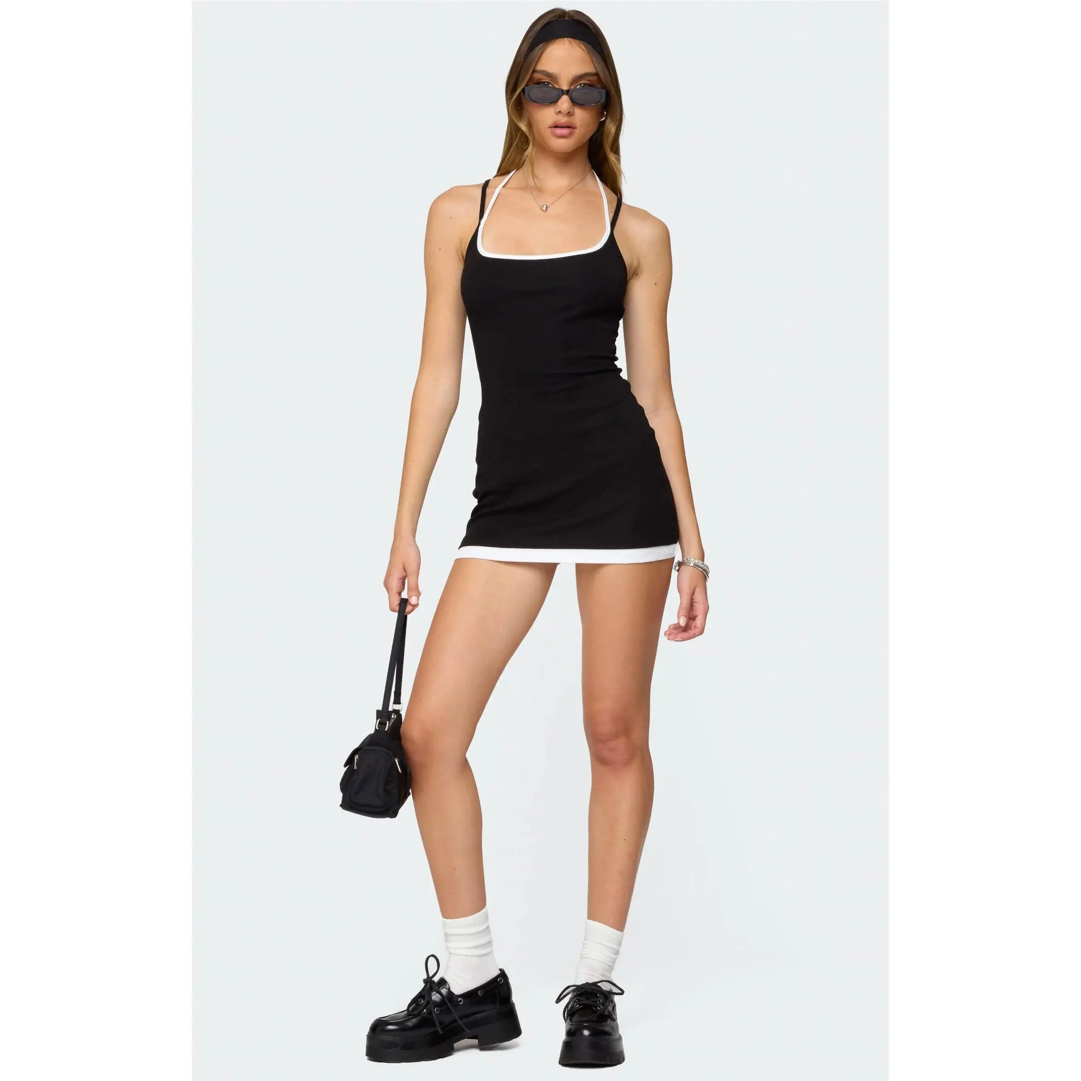 Edikted Women's Contrast Layered Look Halter Mini Dress