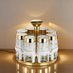 8-piece set of glass kitchenware spice jars, seasoning containers, rotating multi-hole spice shakers, and pepper shakers