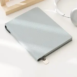 A5 Business Notebook with Lychee Texture, Soft Leather Cover, Metal Pendant Bookmark, Ideal for Office, Meetings, Graduations, Gifts