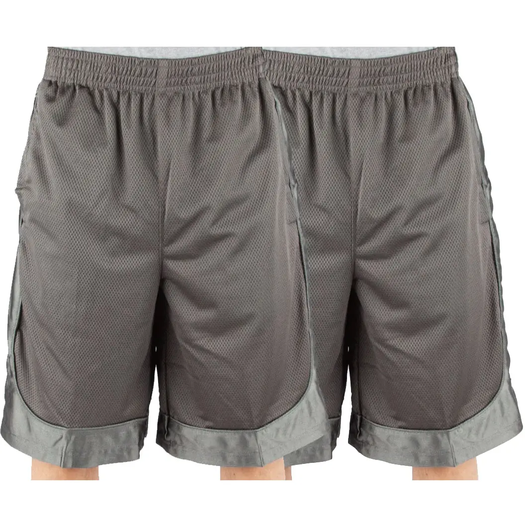 2 Pack Shaka Wear Men's Basketball Shorts, Mesh Workout Gym Running with Pockets - Dark Gray - Small