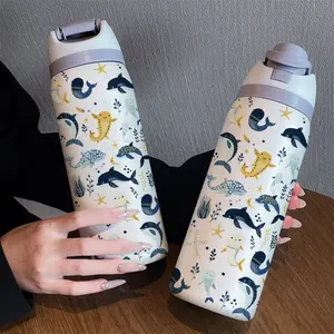 Whale Tail 32oz Dual-Drink Sports Water Bottle, 304 Stainless Steel Large Capacity Insulated Cup, Perfect Gift for Women, Home, Outdoor Workout, Travel, Hydration Tumbler