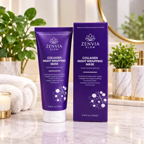 ZenviaGlow Collagen Overnight Wrapping Mask - Deep Hydration, Brightens & Smooths Skin, Non-Greasy, Lightweight Moisturizer, 75ml Moisture