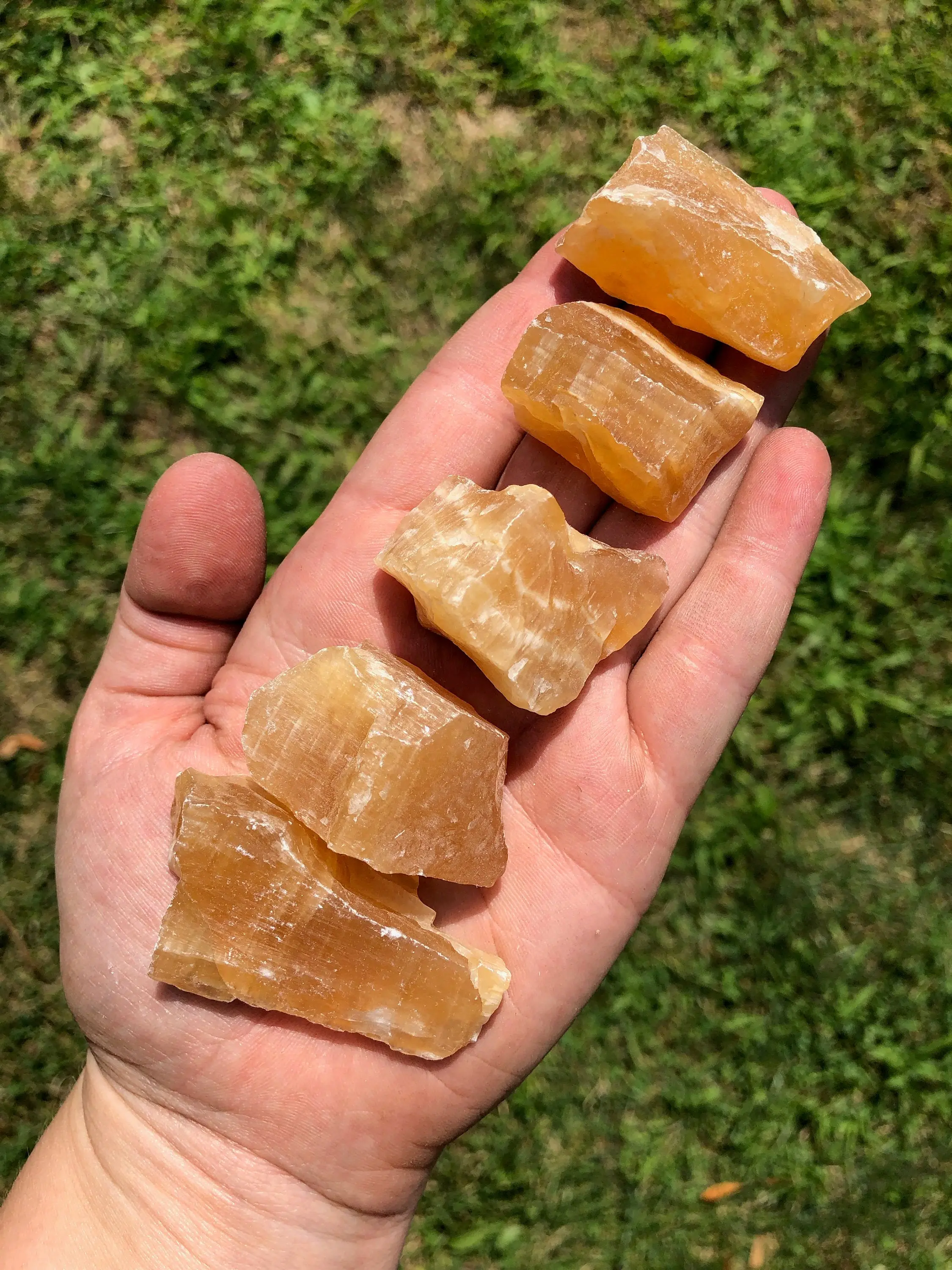New Moon Beginnings Raw Honey Calcite Stone - Natural Mineral with Brown Color and Crystalline Structure