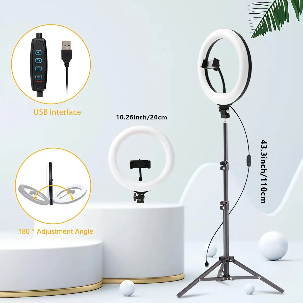 10 inch Ring Light with 1.1m tripod-Easy installat