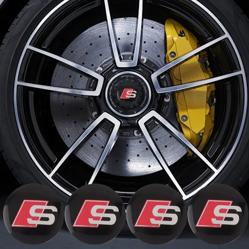 4pcs 56mm Car HUB Sticker Center Hat Badge, Car Logo Sticker for Audi S Line Quattro Rs A1 A3 A4 A5 A7q3 Q5 Q7 S3 A7 A8 Q2 Q3 Q5 Q7 Q8 Tt S1 S3 Rs5 Car Decals, Automotive Decals, Car Stickers