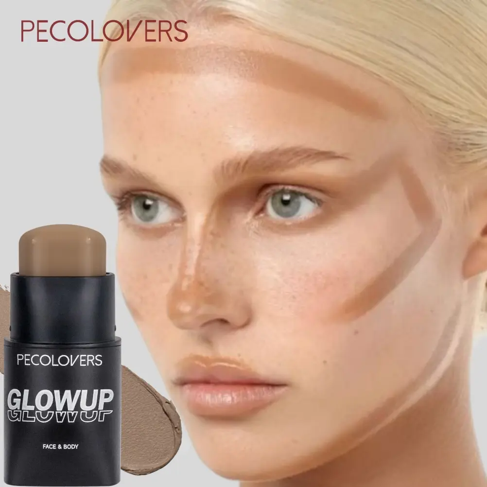 1PC Multi-Use Contour Stick - Medium Coverage, Long Lasting, Light Coverage Face Makeup with Nature Finish & Professional Application Guide, Concealer Contouring For Face Bronzer Beauty Women's Cosmetics