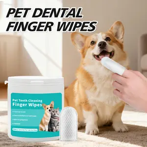 finger wipe 50-Count Pet Dental Finger Wipes for Cats & Dogs – strengthens teeth  gently clean Complete Disposable Teeth Cleaning Kit with Plaque Control & Breath Freshener Dirt Build Up Oral Hygiene