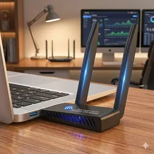 1300Mbps USB WiFi Adapter Plug Play Dongle Dual Band 5GHz/2.4GHz High Gain Antenna for PC Desktop Laptop, Compatible with Windows 11/10/8/7/XP/Vista, Wireless Network Adapter for Computer