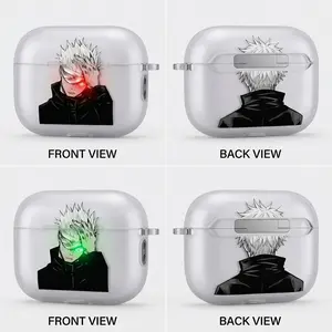 Satoru Gojo Anime AirPods Case with Keychain, Frosted PC Protective Cover for AirPods Pro, Jujutsu Kaisen Manga Earbuds Case Gift for Him Her