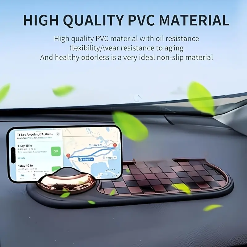 Multifunctional Vehicle-Mounted Anti-Slip Mat, 4‑in‑1 Car Antislip Dashboard Mat, with 360° Rotatable Phone Holder, Universal Non-Slip PVC Mat for Phones,Sunglasses,Keys